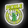 Retro funny pickleball neon sign with RGB colors.