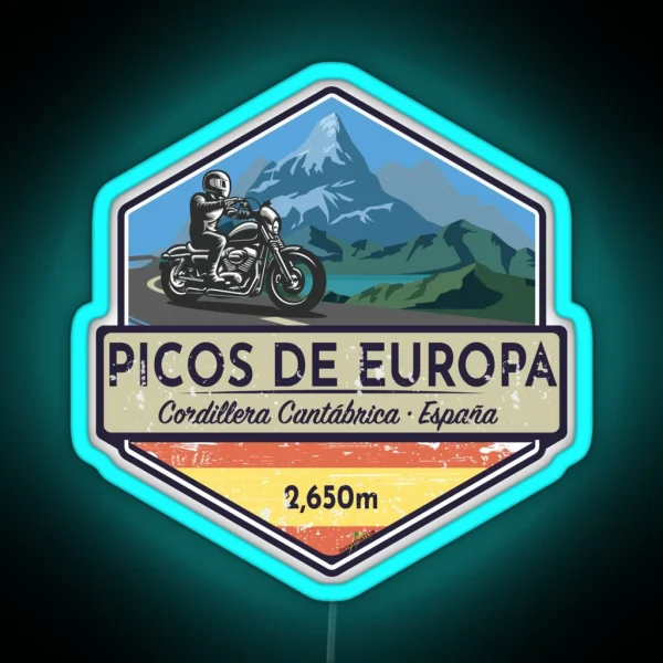 Picos De Europa Motorcycle Spain Led Led 1 RGB Neon Sign
