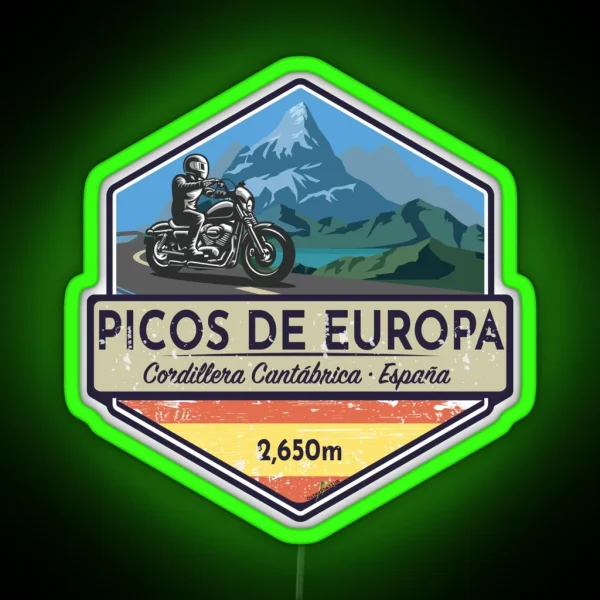 Picos De Europa Motorcycle Spain Led Led 1 RGB Neon Sign