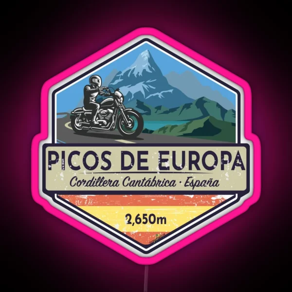 Picos De Europa Motorcycle Spain Led Led 1 RGB Neon Sign