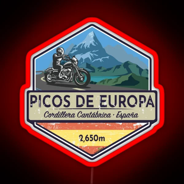 Picos De Europa Motorcycle Spain Led Led 1 RGB Neon Sign