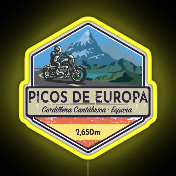 Picos De Europa Motorcycle Spain Led Led 1 RGB Neon Sign