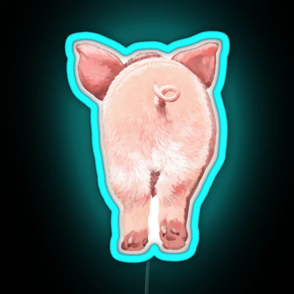 Pig Butt In Pink RGB Neon Sign