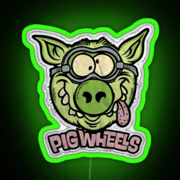 Pig Wheels Toxic RGB Neon Sign