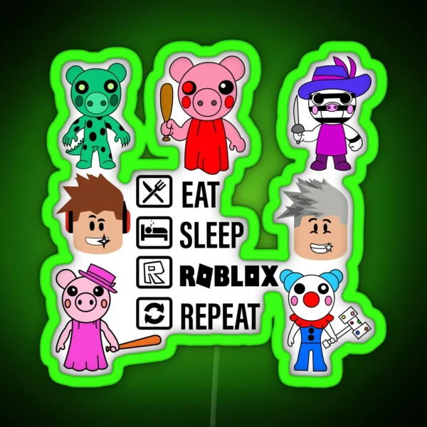 Piggy Roblox With Mantra Eat Sleep Roblox Repeat RGB Neon Sign