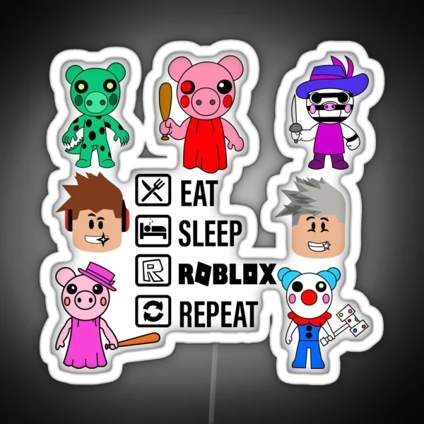 Piggy Roblox With Mantra Eat Sleep Roblox Repeat RGB Neon Sign