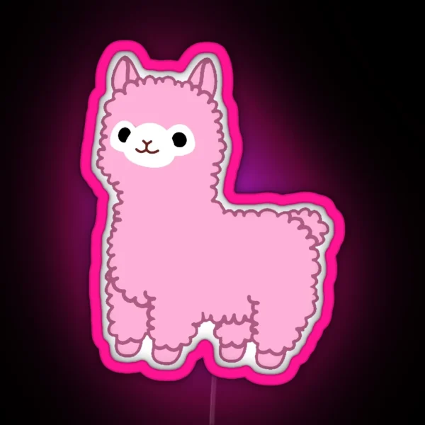 Pink Alpaca RGB Neon Sign