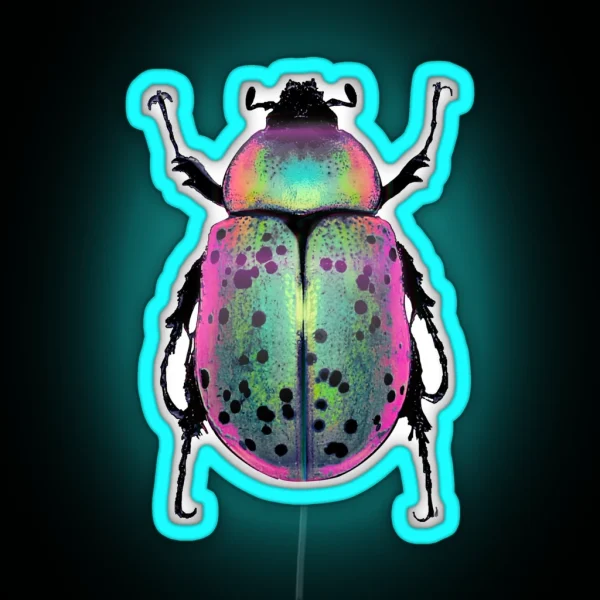 Pink And Green Beetle RGB Neon Sign