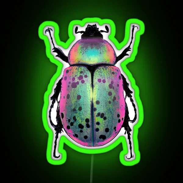 Pink And Green Beetle RGB Neon Sign