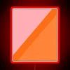 Pink and orange geometric neon sign with vibrant RGB lighting effects using a painterly roller brush style.