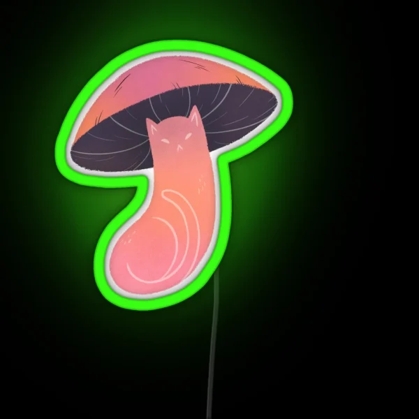 Pink Cat Meowshroom RGB Neon Sign