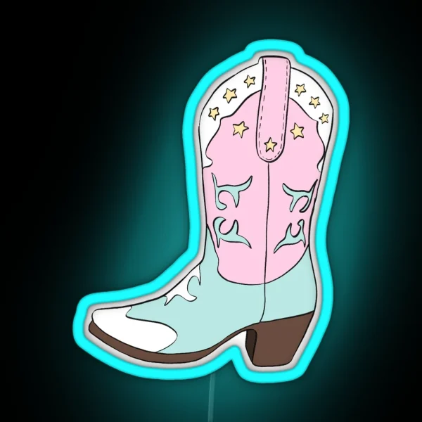 Pink Cowboy Boot RGB Neon Sign