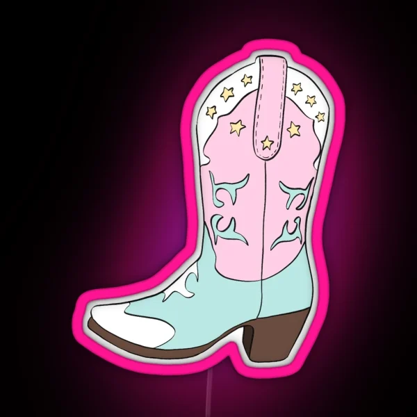 Pink Cowboy Boot RGB Neon Sign