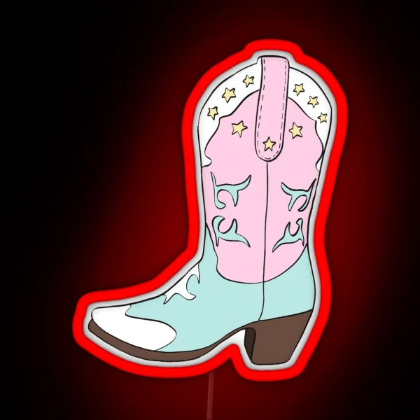 Pink Cowboy Boot RGB Neon Sign
