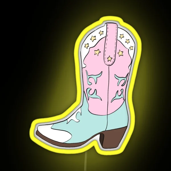 Pink Cowboy Boot RGB Neon Sign