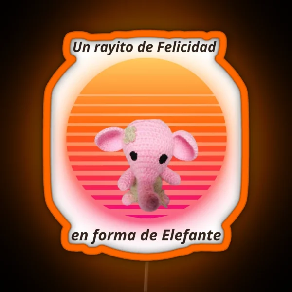 Pink Elephant Amigurumi RGB Neon Sign