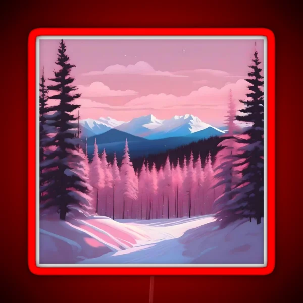 Pink Fir Trees Stylised Illustration RGB Neon Sign