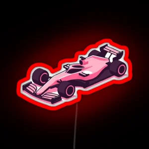 Pink Formula One Car RGB Neon Sign