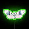 pink ghost cicada watercolor illustration with vibrant rgb neon sign effect - colorful graphic design
