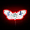 pink ghost cicada neon sign watercolor illustration rgb neon effect red tones