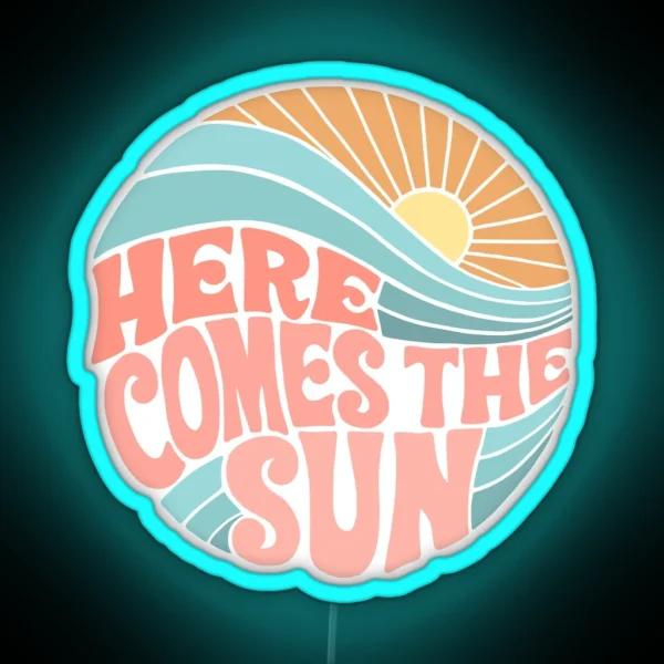 Pink Groovy Here Comes The Sun RGB Neon Sign