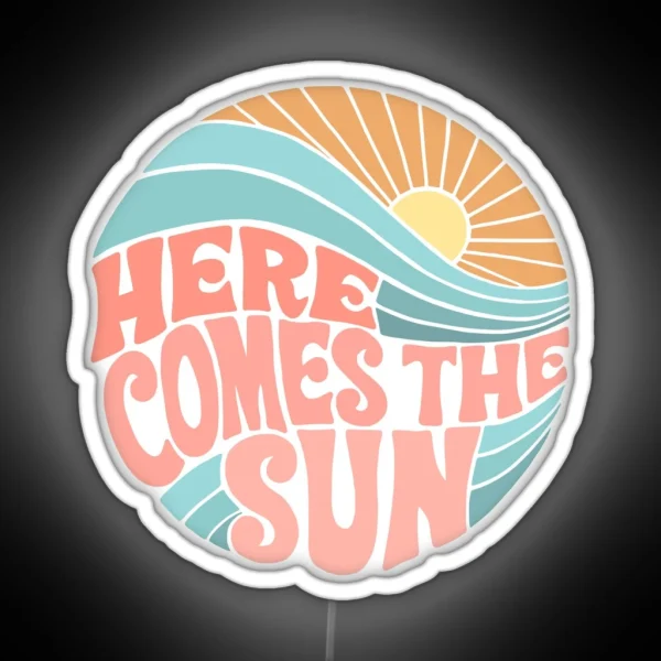 Pink Groovy Here Comes The Sun RGB Neon Sign