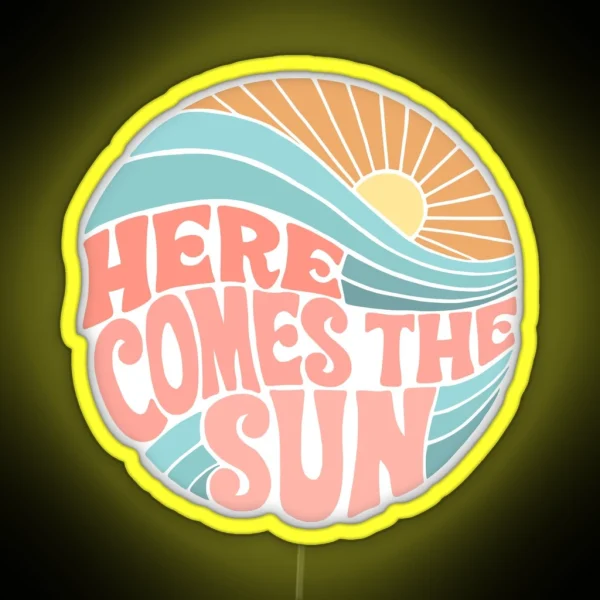 Pink Groovy Here Comes The Sun RGB Neon Sign