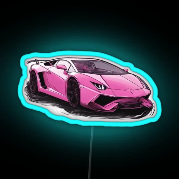 Pink Lamborghini RGB Neon Sign
