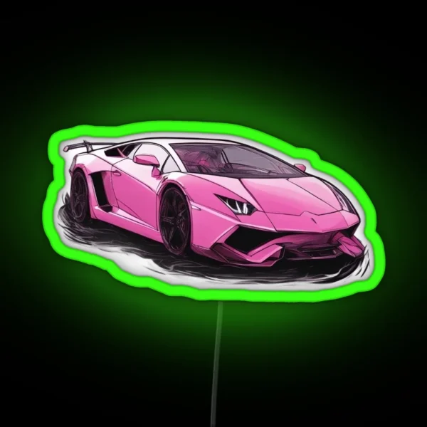 Pink Lamborghini RGB Neon Sign