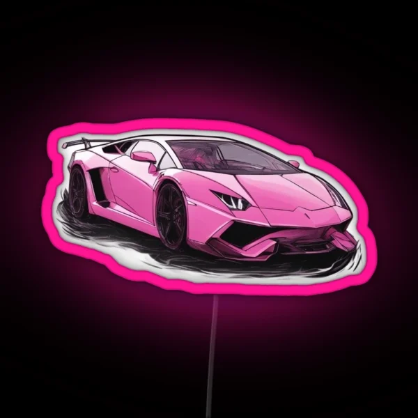 Pink Lamborghini RGB Neon Sign