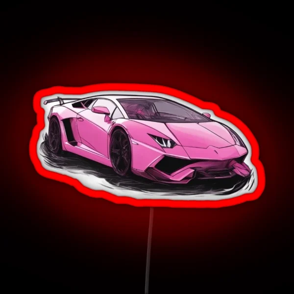 Pink Lamborghini RGB Neon Sign