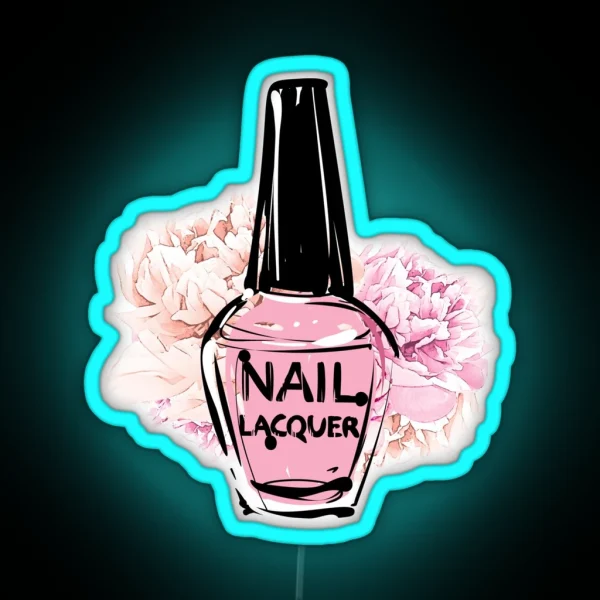 Pink Nail Polish With Peonies RGB Neon Sign