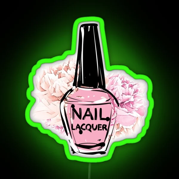 Pink Nail Polish With Peonies RGB Neon Sign