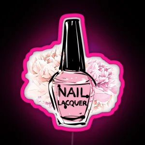 Pink Nail Polish With Peonies RGB Neon Sign
