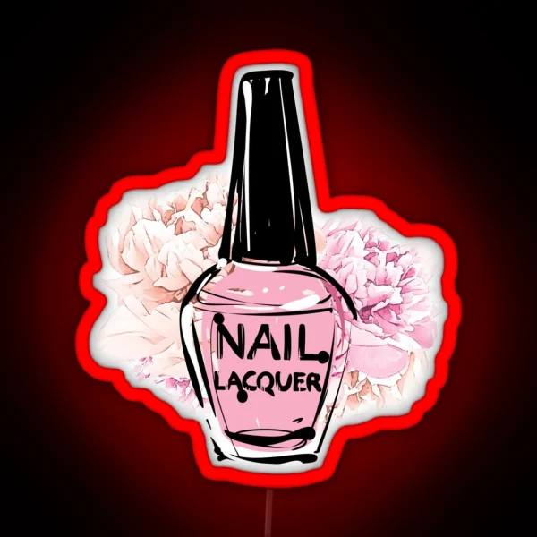Pink Nail Polish With Peonies RGB Neon Sign