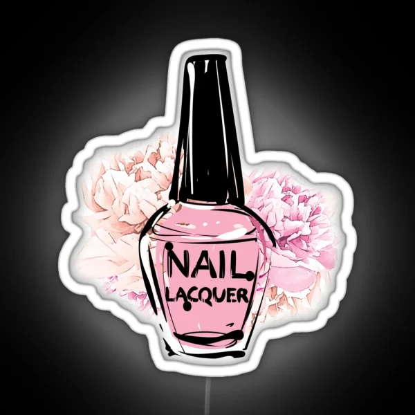 Pink Nail Polish With Peonies RGB Neon Sign