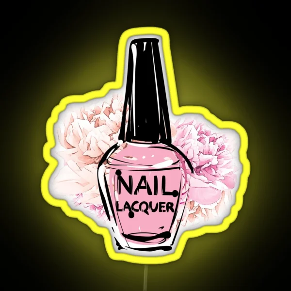 Pink Nail Polish With Peonies RGB Neon Sign
