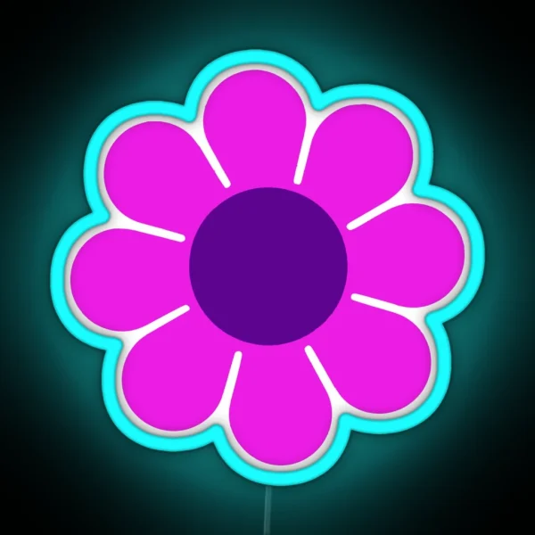 Pink Purple Hippie Flower Daisy RGB Neon Sign