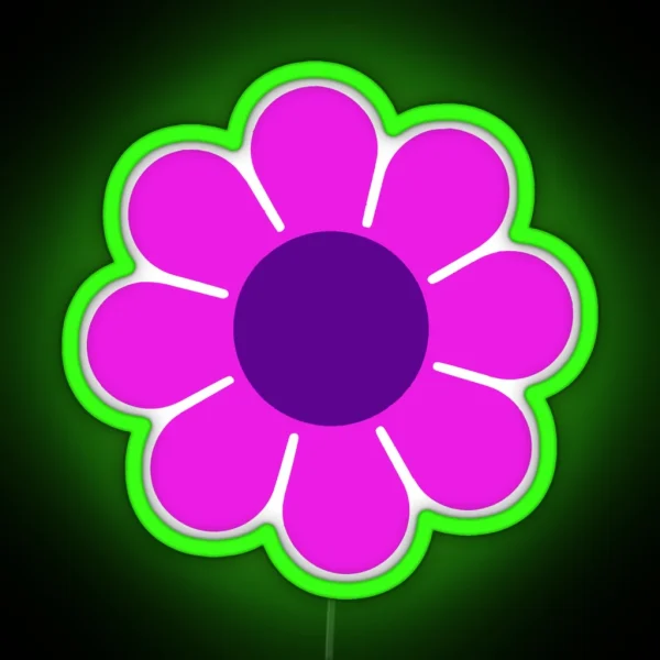 Pink Purple Hippie Flower Daisy RGB Neon Sign