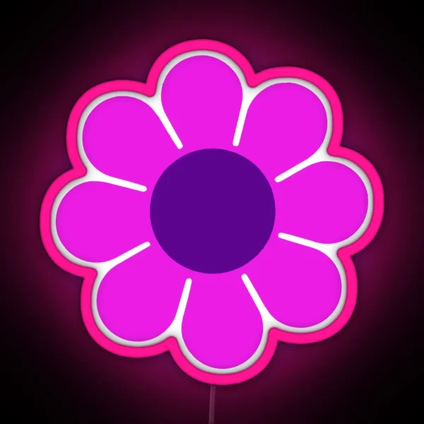 Pink Purple Hippie Flower Daisy RGB Neon Sign