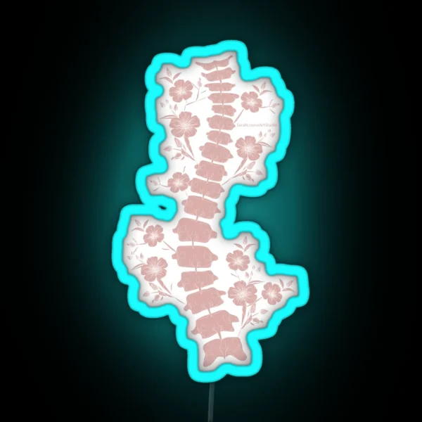 Pink Scoliosis Spine Floral RGB Neon Sign