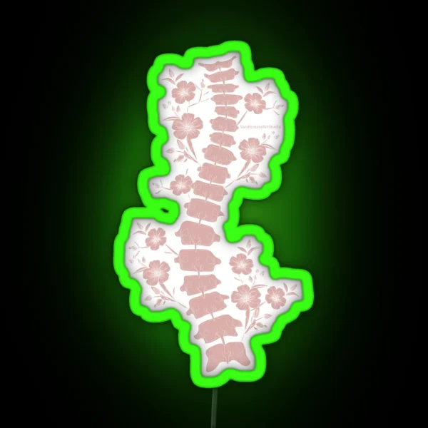 Pink Scoliosis Spine Floral RGB Neon Sign