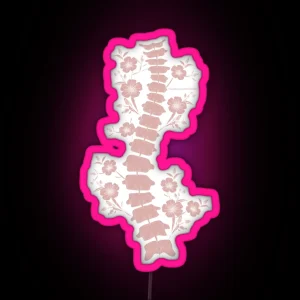 Pink Scoliosis Spine Floral RGB Neon Sign