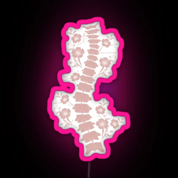 Pink Scoliosis Spine Floral RGB Neon Sign