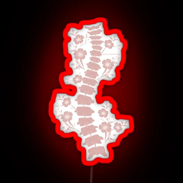 Pink Scoliosis Spine Floral RGB Neon Sign