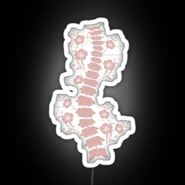 Pink Scoliosis Spine Floral RGB Neon Sign