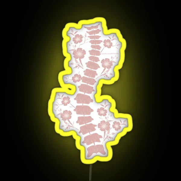 Pink Scoliosis Spine Floral RGB Neon Sign