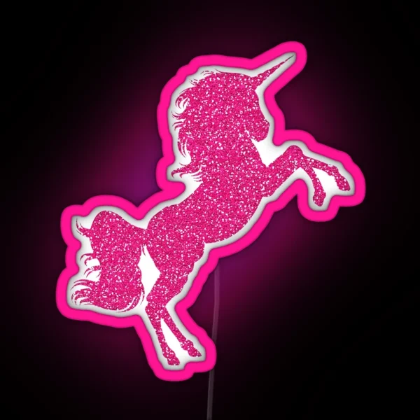 Pink Unicorn Glitter Led RGB Neon Sign