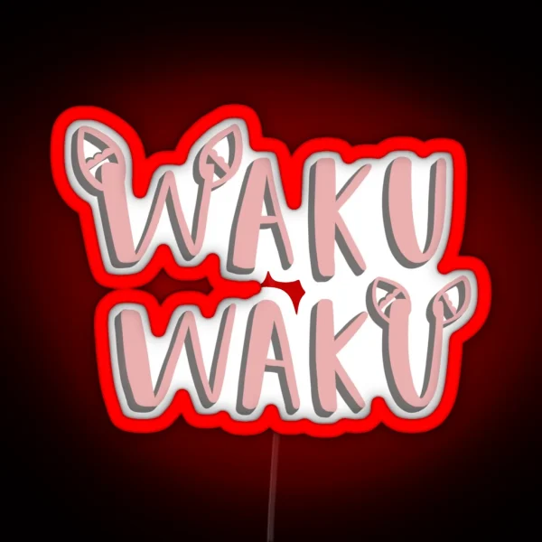 Pink Waku Waku Phrase RGB Neon Sign