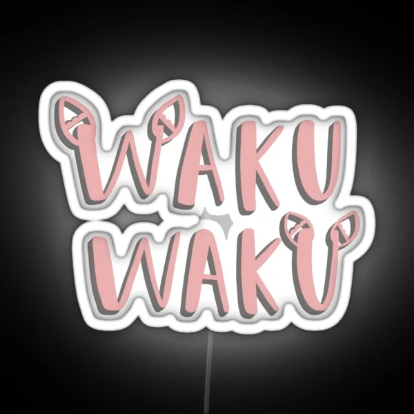 Pink Waku Waku Phrase RGB Neon Sign